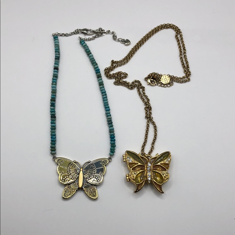 Brighton MARRAKESH OASIS Butterfly Necklace Liz Co Long Chain Locket Pendant